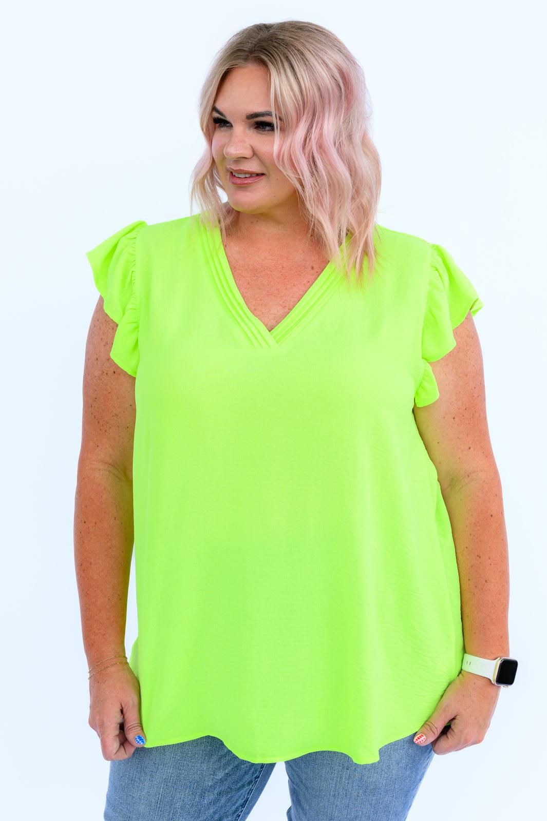 Under Neon Lights Ruffle Sleeve Top Womens Ave Shops   