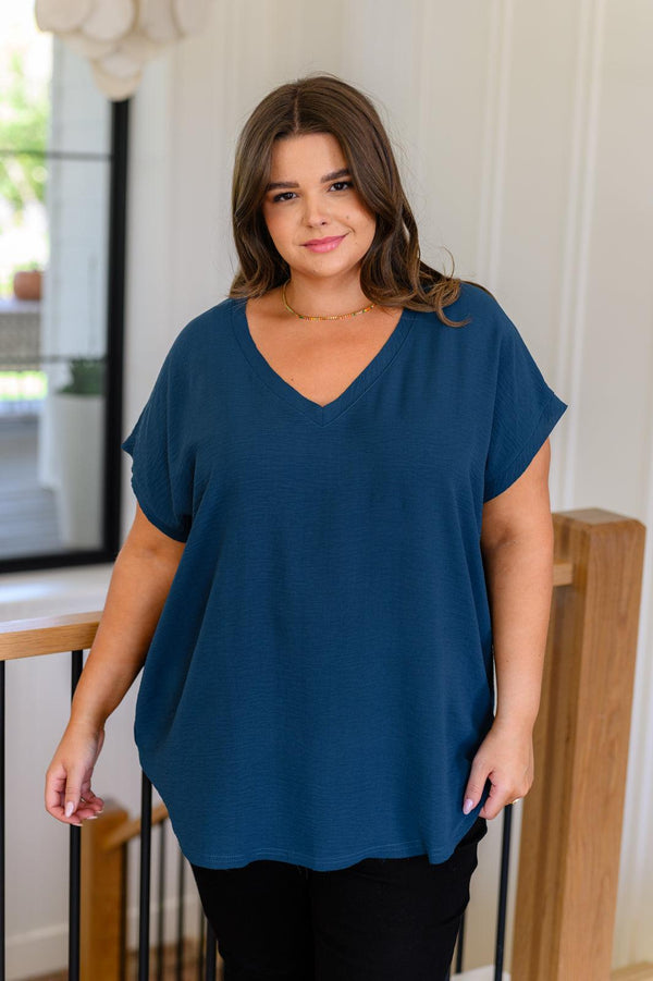 Very Much Needed V-Neck Top in Teal Womens Ave Shops   