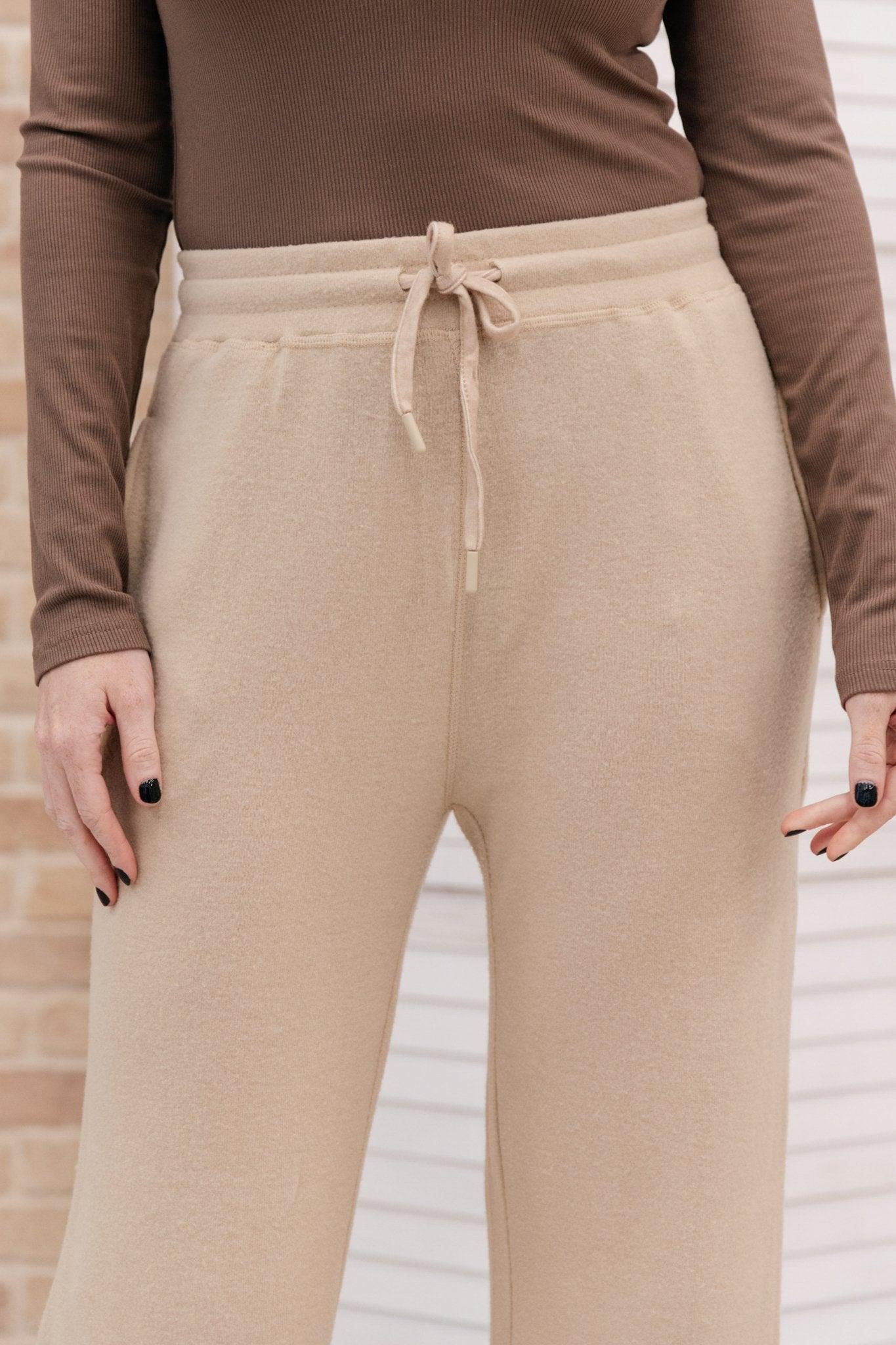 Wide Legged & Cozy Sweatpants in Sand Womens Ave Shops   