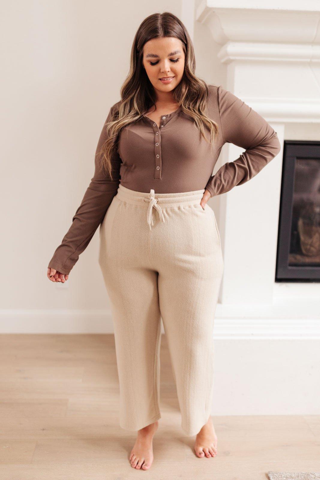 Wide Legged & Cozy Sweatpants in Sand Womens Ave Shops   