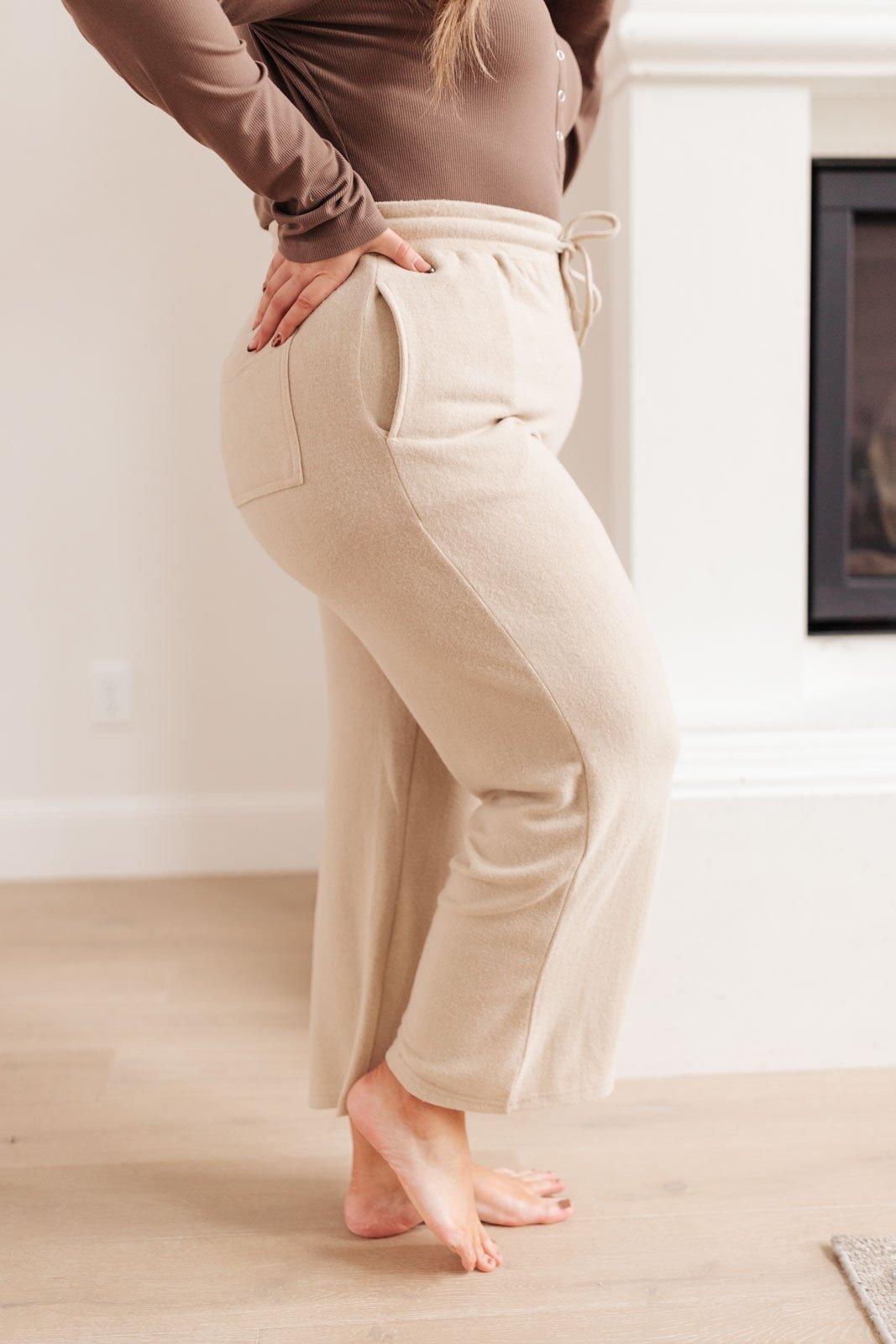 Wide Legged & Cozy Sweatpants in Sand Womens Ave Shops   