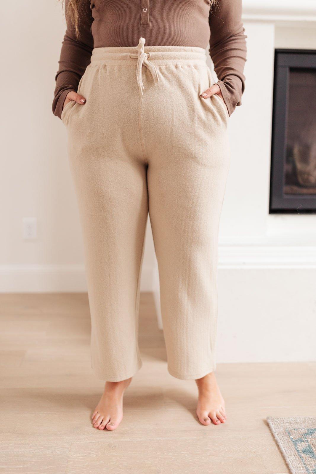 Wide Legged & Cozy Sweatpants in Sand Womens Ave Shops   