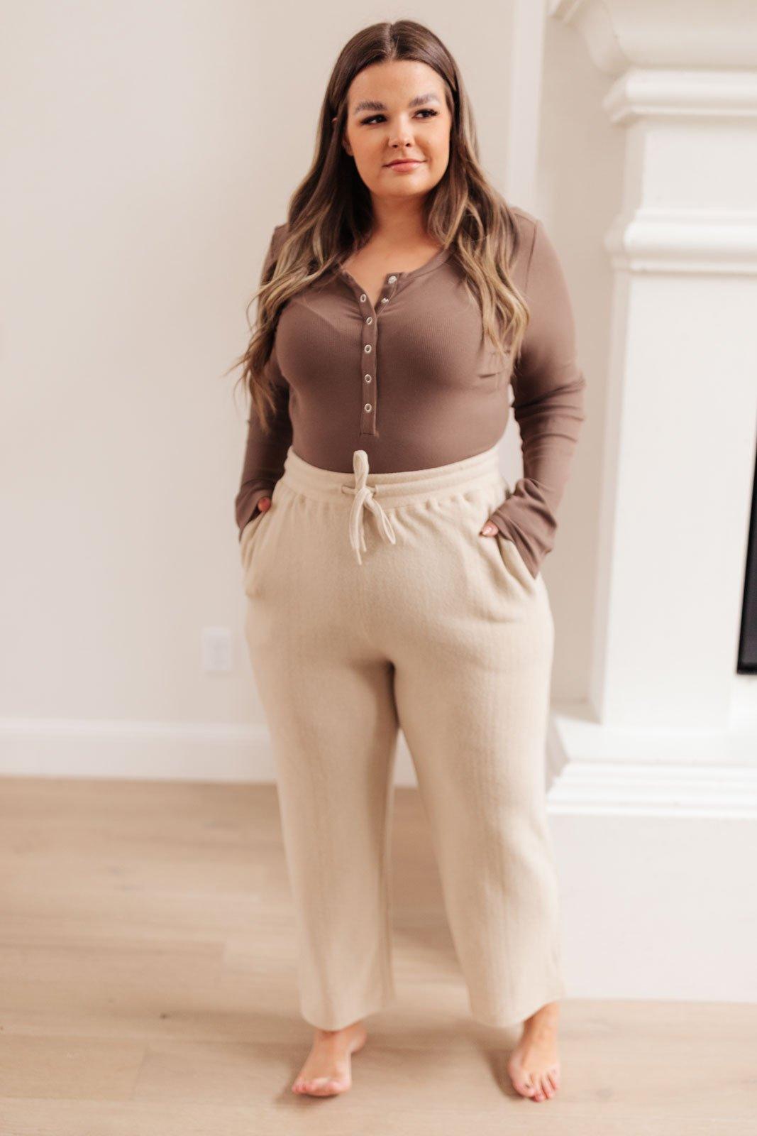 Wide Legged & Cozy Sweatpants in Sand Womens Ave Shops   