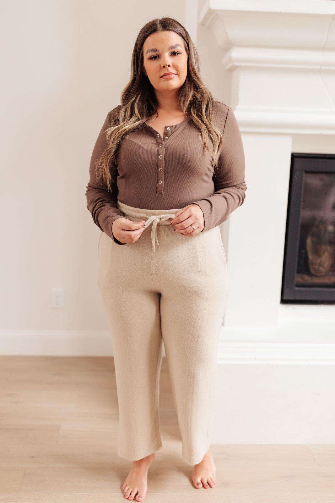 Wide Legged & Cozy Sweatpants in Sand Womens Ave Shops   