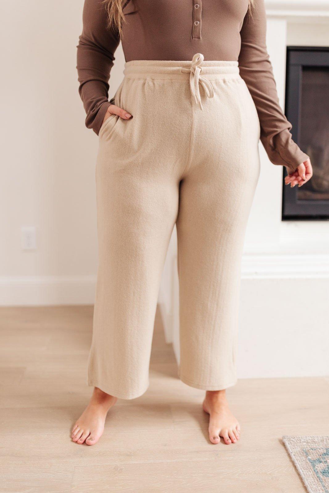 Wide Legged & Cozy Sweatpants in Sand Womens Ave Shops   