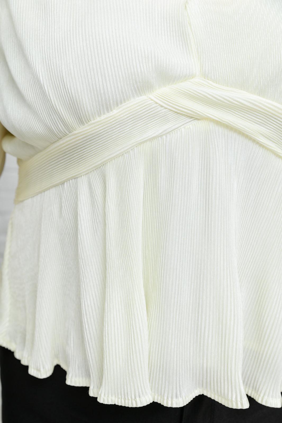 Xanidu Long Sleeve V Neck Blouse in White Womens Ave Shops   
